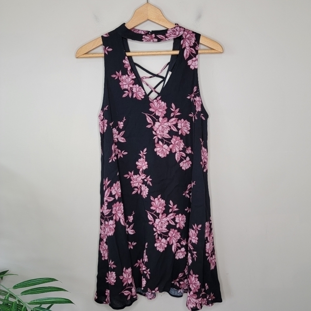 NWT Altar'd State Black Pink Floral Dress Size Small